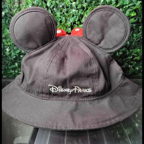 Disney Kids Bucket Hat Minnie Mouse Ears Embroidered Logo Toddler Black - Picture 2 of 3